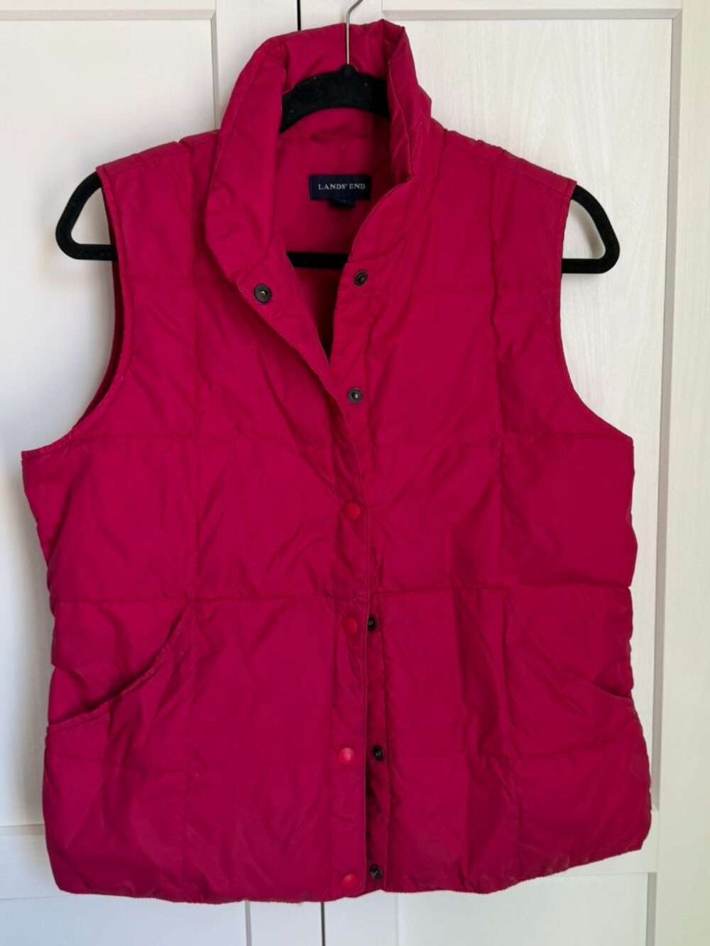 Lands End Womens Fall Pink Goose Down Feather Vest Size Medium